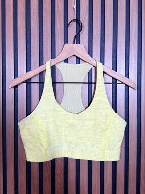 Outdoor Voices Sports Bra Medium Womens Yellow Green Racer Back Cut Out